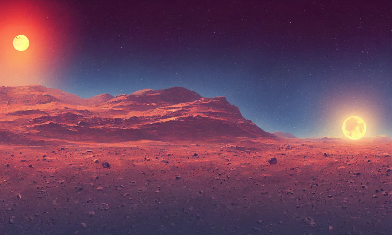 Image similar to mars and moon ground by alena aenami artworks in 4 k