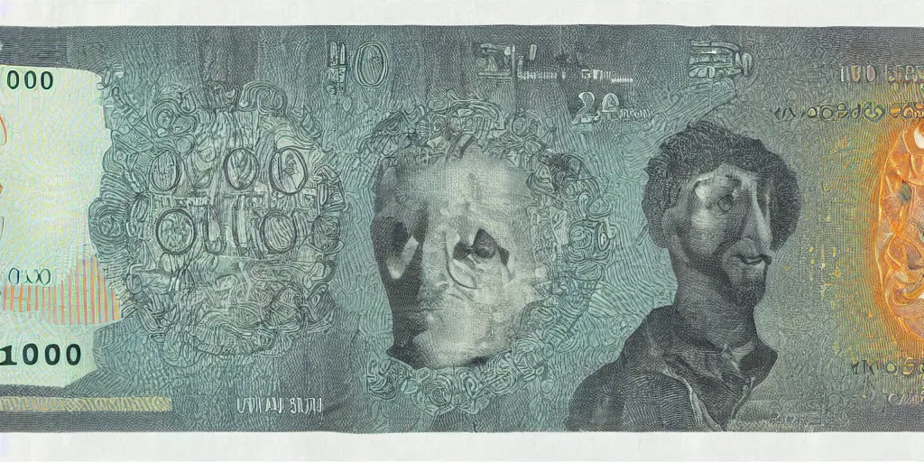 Prompt: 1 0 0 euro note but alien