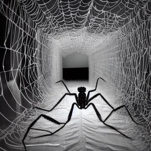 Image similar to a white room full of spiders and centipedes