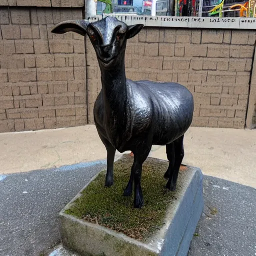 Image similar to goat statue, cyberpunk