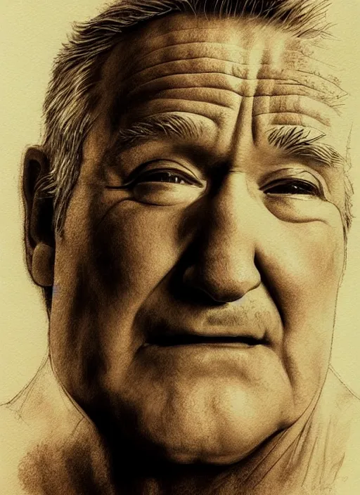 Image similar to portrait, Robin Williams, watercolor, dramatic lighting, cinematic, establishing shot, extremly high detail, foto realistic, cinematic lighting, pen and ink, intricate line drawings, by Yoshitaka Amano, Ruan Jia, Kentaro Miura, Artgerm, post processed, concept art, artstation, matte painting, style by eddie mendoza, raphael lacoste, alex ross