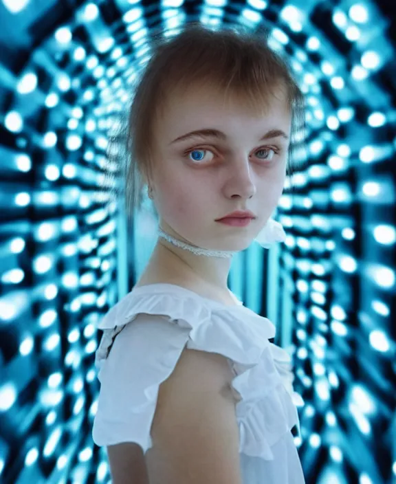 Image similar to a layered film still of 18 year old Dasha Nekrasova in sailor outfit looking at the camera from the side with stunning eyes in a mirror maze reality. soft detailed film still at 16K resolution and amazingly epic visuals. epically illuminous image. amazing lighting effect, image looks gorgeously crisp as far as it's visual fidelity goes, absolutely outstanding image. perfect film clarity. ultra image detail. iridescent image lighting. mind-breaking atmosphere. mega-beautiful pencil image shadowing. beautifully serene face. Ultra High Definition image. soft image shading. soft image texture. intensely beautiful image. large format picture. intricately detailed with Norse runes.