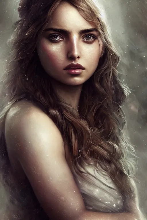 Image similar to Ana de armas Majestic and regal portrait, Perfect face, beautiful, intricate, epic, elegant, menacing, fantasy, highly detailed, digital painting, hard focus, beautiful volumetric lighting, epic light, ultra detailed, by Leesha Hannigan, Ross Tran, Thierry Doizon, Kai Carpenter, Ignacio Fernández Ríos