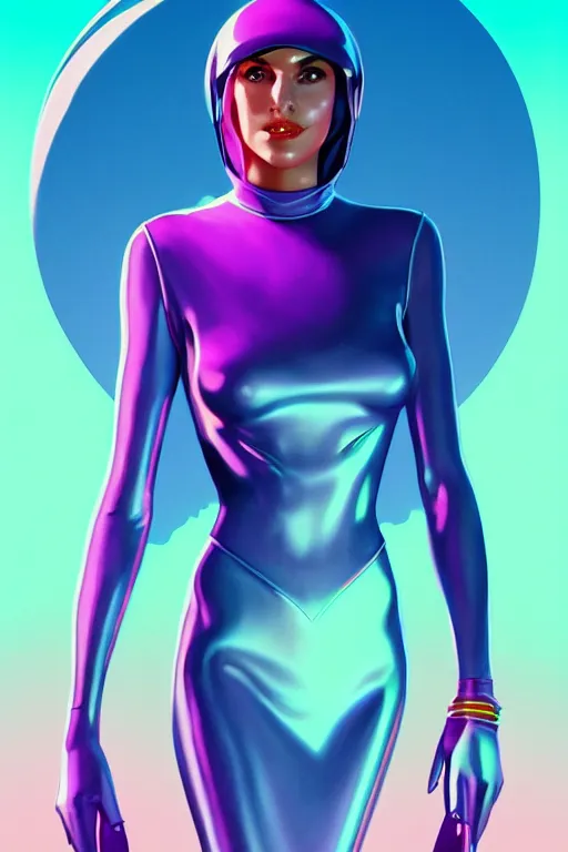 Image similar to 🧕🏽🛸, 8 0 s art deco, artstation, moebius + artgerm, hd,