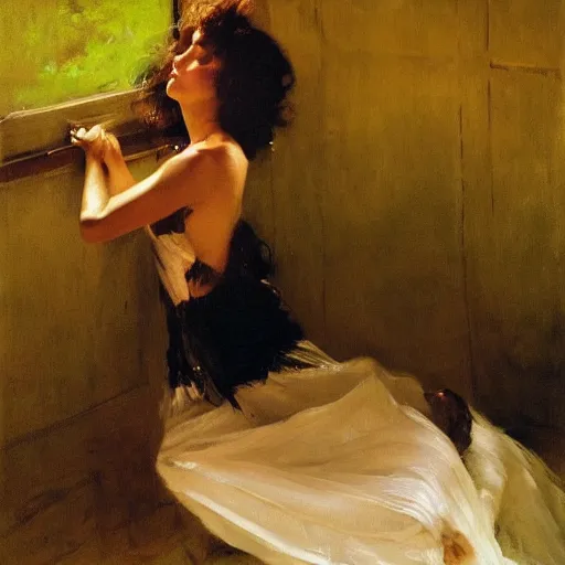 Image similar to a stunning masterful portrait of a confident colombian woman with messy hair by andrew wyeth, john singer sargent, and norman rockwell, natural light, oil painting, ethereal, wong kar wai, strong brushwork