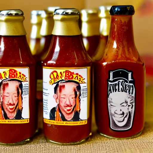 Prompt: a bottle of sweet baby ray's bbq sauce with the face of stevie ray vaughan on the bottle, realistic, hyperrealistic, ultra realistic, real, real world, highly detailed, very detailed, extremely detailed, intricate details, 8 k resolution, hd quality