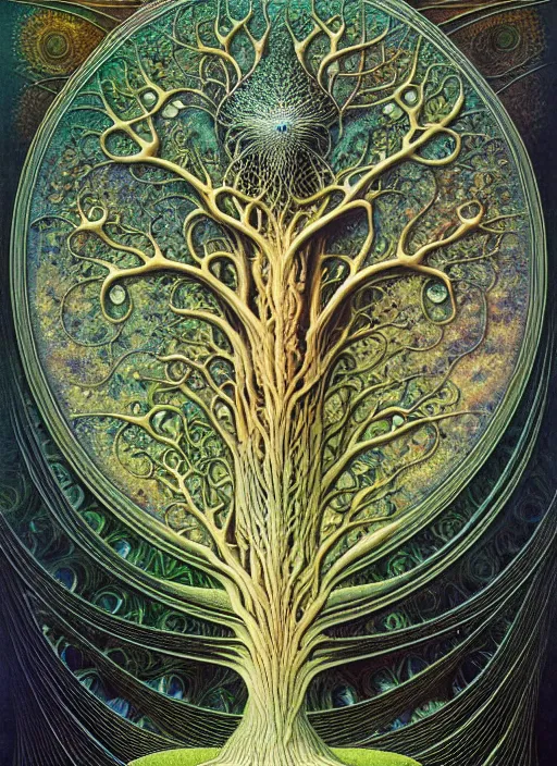 Image similar to tree of life by roger dean and andrew ferez, art forms of nature by ernst haeckel, divine chaos engine, symbolist, visionary, art nouveau, botanical fractal structures, organic, detailed, realistic, surreality