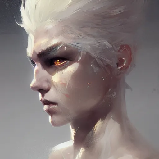 Image similar to portrait of a white hair white eye knight, dramatic lighting, illustration by Greg rutkowski, yoji shinkawa, 4k, digital art, concept art, trending on artstation