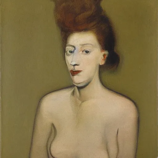 Image similar to portrait of a young woman by Francis bacon