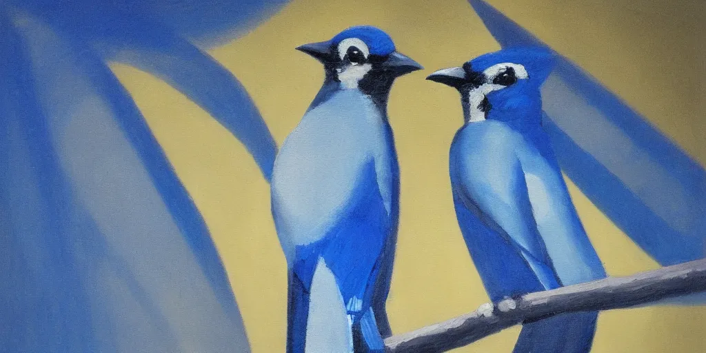 Image similar to tonalist painting of monolithic bluejay cycladic sculpture, cobalt blue, atmospheric lighting