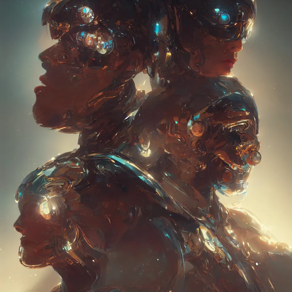 Image similar to portrait _ of a beautiful magic robot character design fantasy intricate _ cinematic _ lighting _ highly _ detailed _ digital _ painting _ artstation by wlop