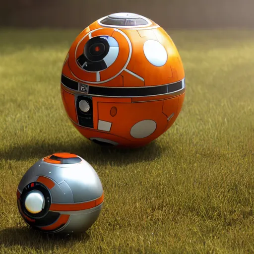 Prompt: bb 8 and hal 9 0 0 0 having a picnic, octane render, unreal engine, 8 k, hyperrealistic, photorealism