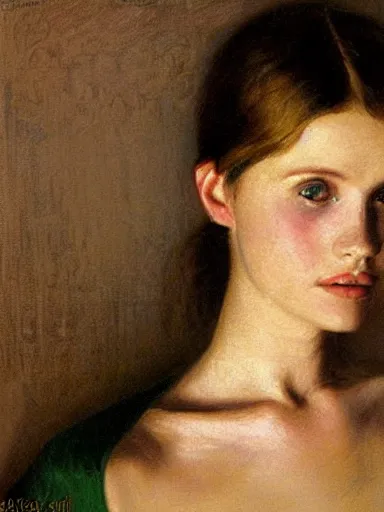 Prompt: portrait of abbey lee by george clausen