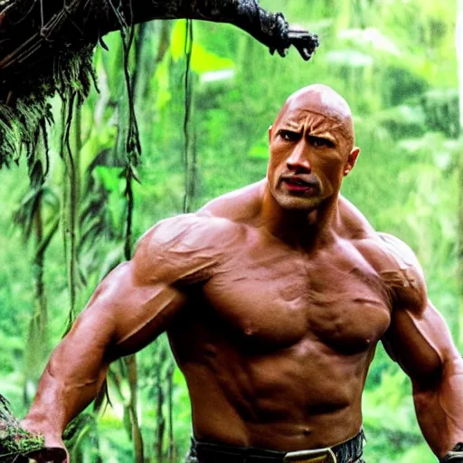 Prompt: Dwayne Johnson as tarzan