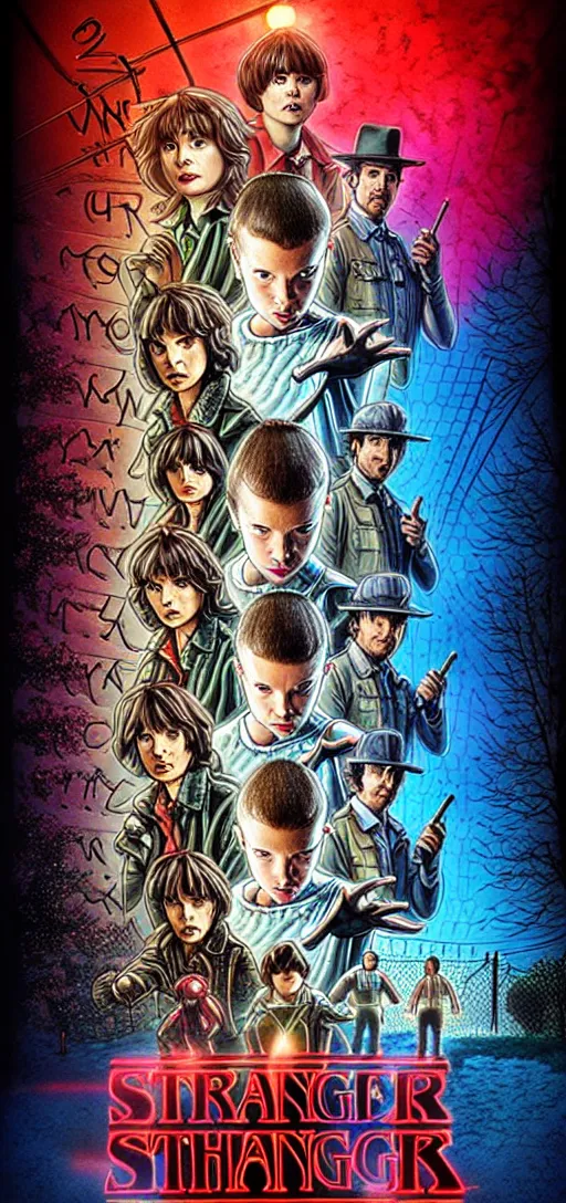 Prompt: Stranger Things Japanese Anime Poster