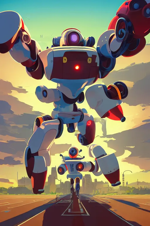 Image similar to metabots medabots medarotto medarot robot minimalist comics, behance hd by jesper ejsing, by rhads, makoto shinkai and lois van baarle, ilya kuvshinov, rossdraws global illumination ray tracing hdr radiating a glowing aura