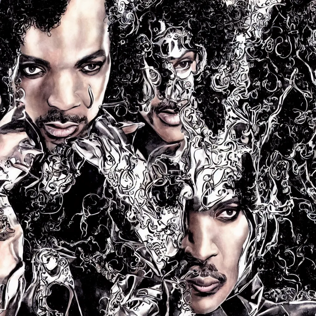 Image similar to a highly detailed portrait of prince as gemini in a batman film