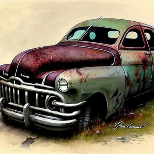 Prompt: (((((1950s ratrod . muted colors.))))) by Jean-Baptiste Monge !!!!!!!!!!!!!!!!!!!!!!!!!!!