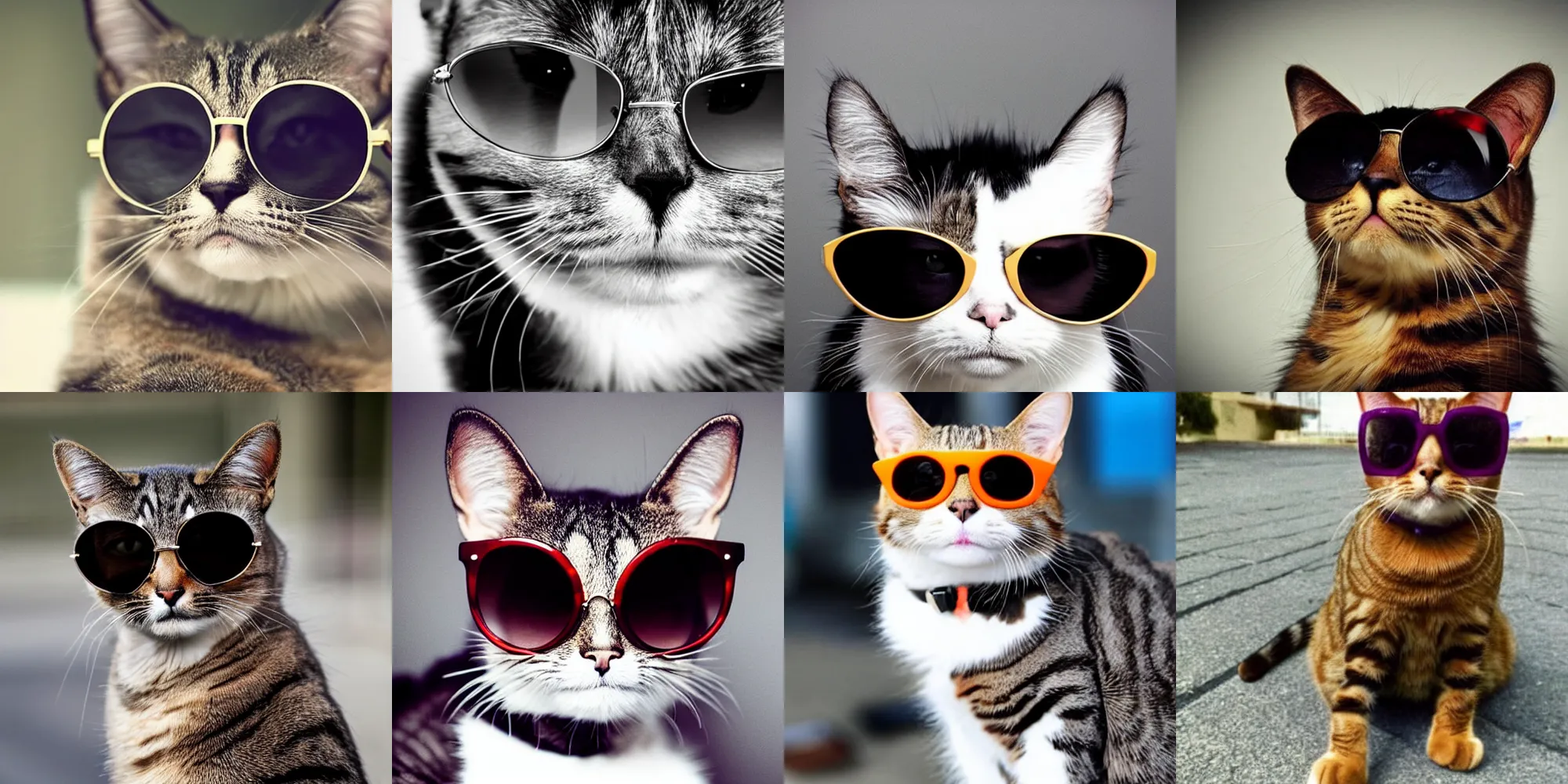 Prompt: a cat wearing sunglasses trying to be cool,