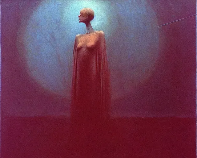 Prompt: by francis bacon, beksinski, mystical redscale photography evocative. uma thurman