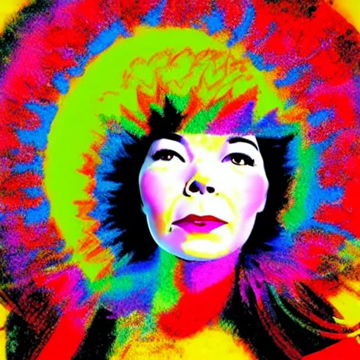 Image similar to bjork in the style of peter max