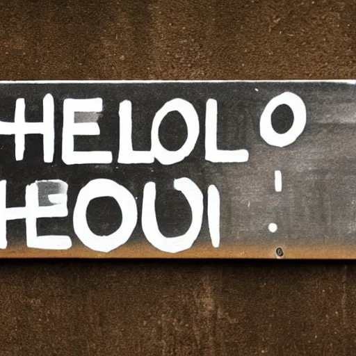 Prompt: A sign that reads 'Hello'.