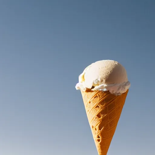 Image similar to earth made of ice cream, in a cone, which is melting under the heat