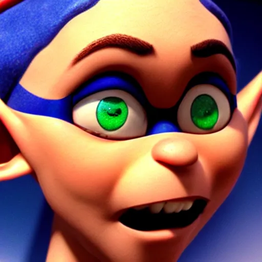 Prompt: a blue skinned male elf with yellow eyes, forwards facing, Pixar, high resolution, cute