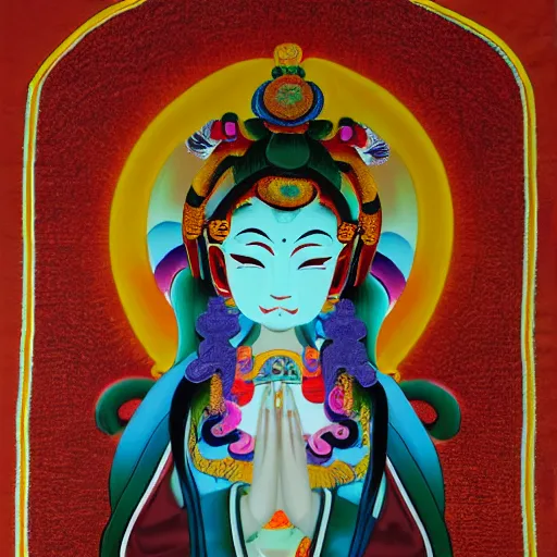 Image similar to thangka portrait of hatsune miku