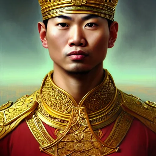 Image similar to pretty asian male as king ramkhamhaeng, intricate, highly detailed, centered, digital painting, artstation, concept art, smooth, sharp focus, illustration, artgerm, tomasz alen kopera, peter mohrbacher, donato giancola, joseph christian leyendecker, wlop, boris vallejo