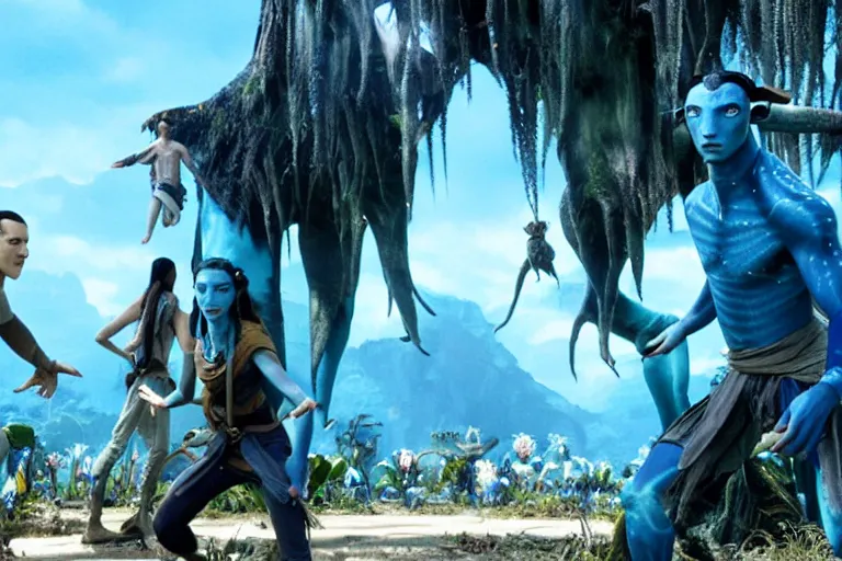 Image similar to A cinematic film still of the movie Avatar by James Cameron.
