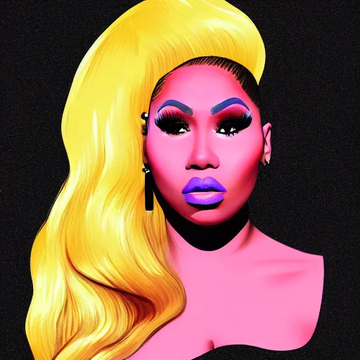 Prompt: a digital illustration of nicki minaj