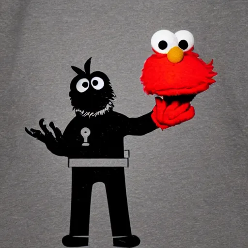 Image similar to elmo with a pistol