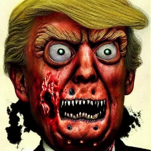 Prompt: zombie donald trump by norman rockwell