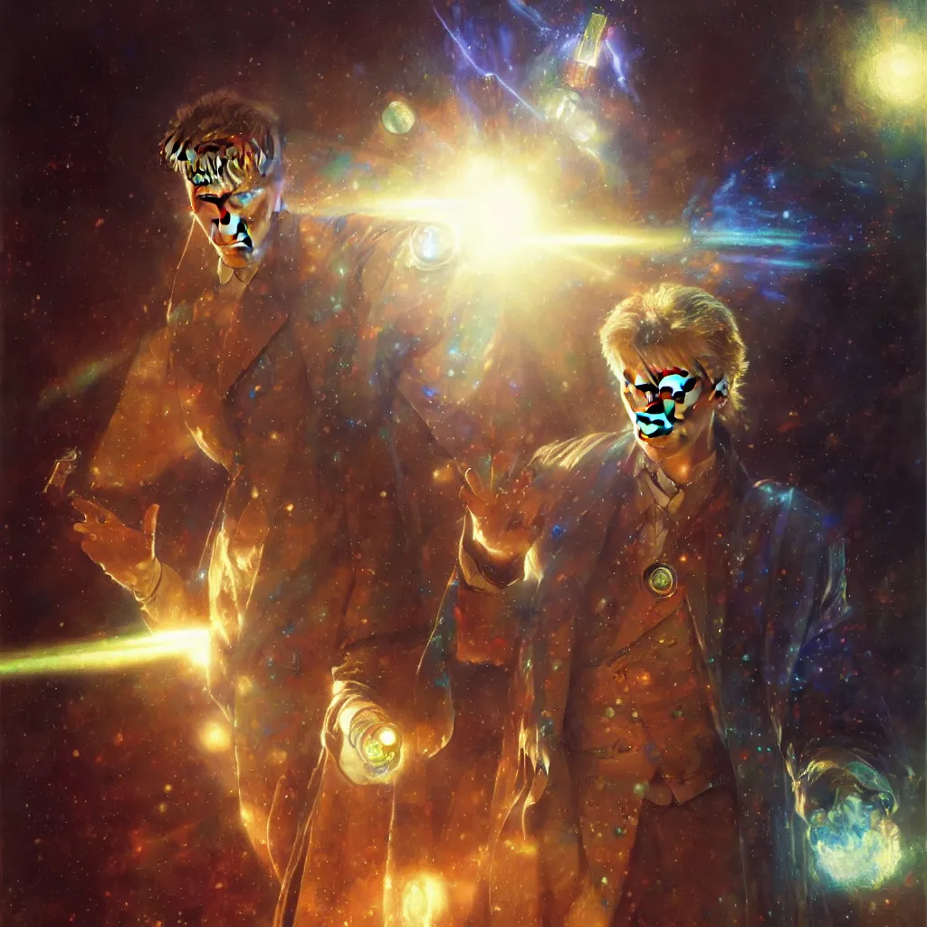 Image similar to david bowie as doctor who, radiant light, caustics, heroic, bright iridescent light, by gaston bussiere, bayard wu, greg rutkowski, maxim verehin