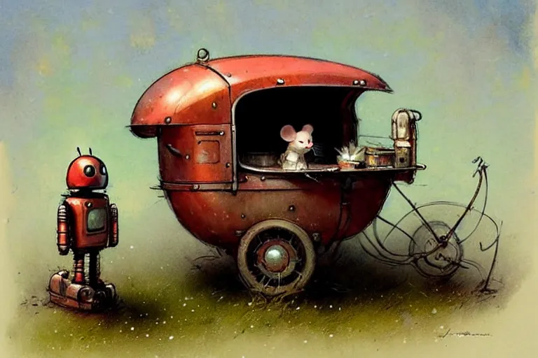 Prompt: adventurer ( ( ( ( ( 1 9 5 0 s retro future robot android mouse wagon store. muted colors. ) ) ) ) ) by jean baptiste monge!!!!!!!!!!!!!!!!!!!!!!!!! chrome red