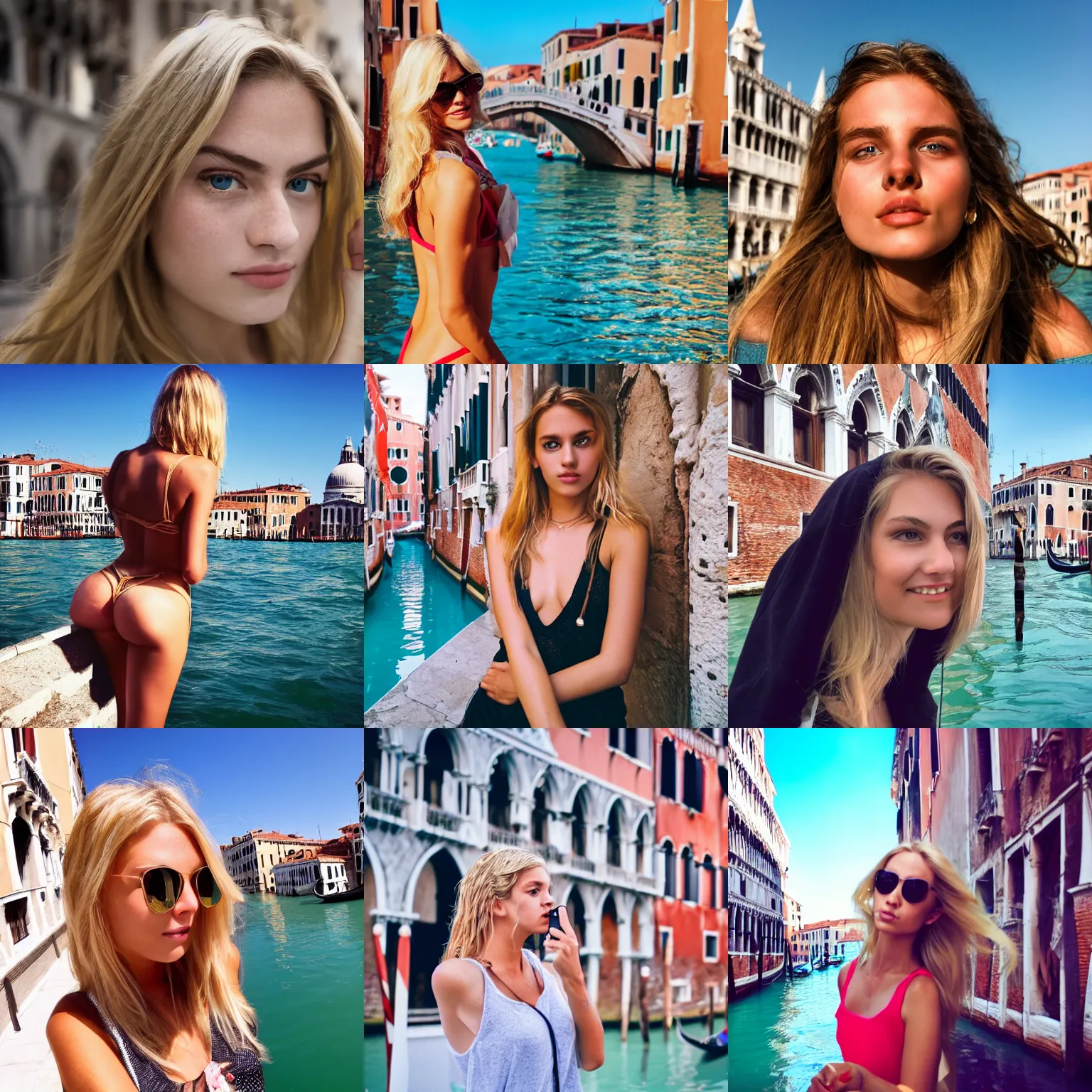 Prompt: venice travel selfie of young blonde model, instagram, 8 k, very detailed