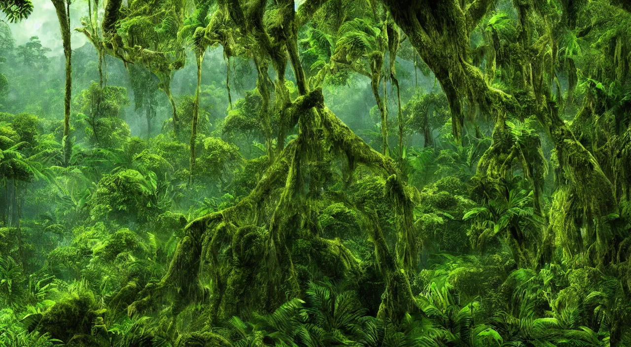 Prompt: majestic rainforest landscape, high definition, high detail, 8k, photorealistic,