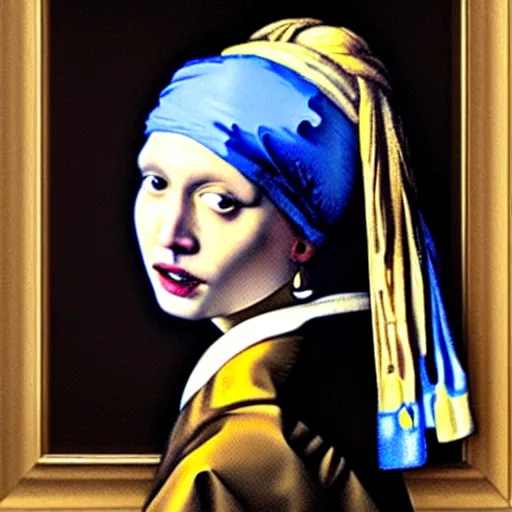 Prompt: Johnny Depp with a pearl earring by Johannes Vermeer