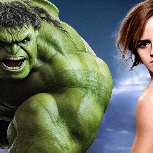 Image similar to Emma Watson as Hulk