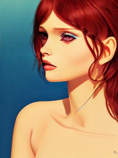 Image similar to portrait of abbey lee by ilya kuvshinov