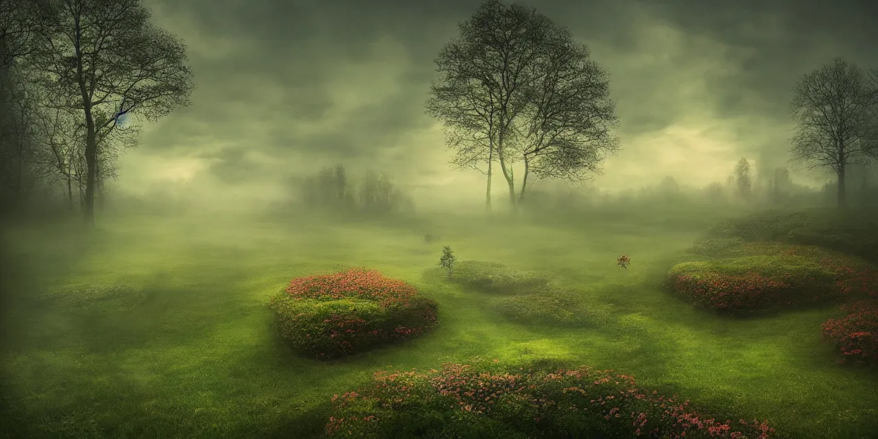 Prompt: a beautiful painting of heaven garden by mikko lagerstedt