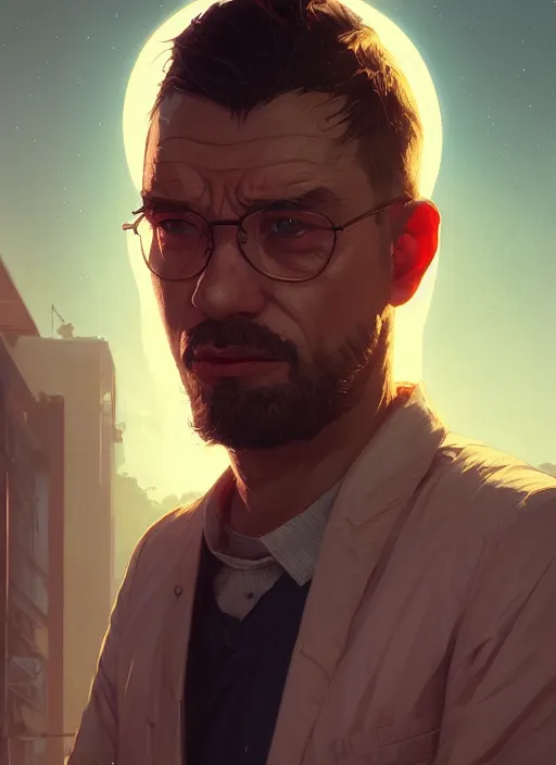 Image similar to highly detailed portrait of intp in gta v, stephen bliss, unreal engine, fantasy art by greg rutkowski, loish, rhads, ferdinand knab, makoto shinkai and lois van baarle, ilya kuvshinov, rossdraws, tom bagshaw, global illumination, radiant light, detailed and intricate environment