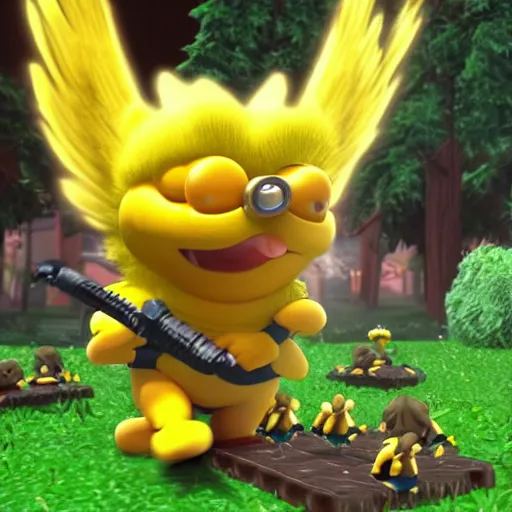 Image similar to link riding an amoured chocobo fighting an army of minions