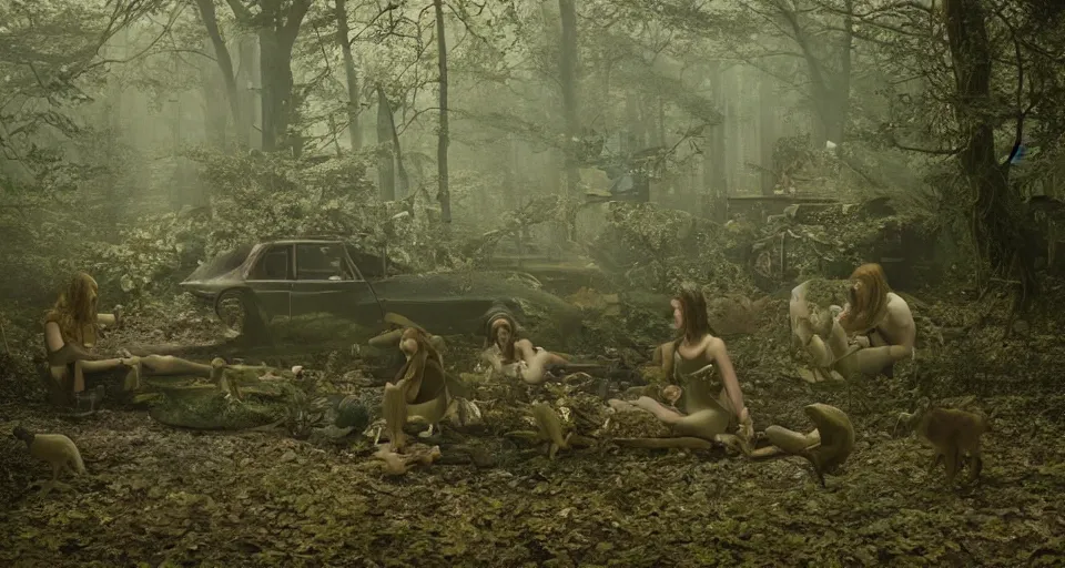 Image similar to Enchanted and magic forest, by gregory crewdson