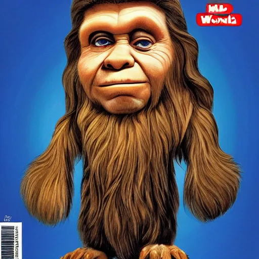 Prompt: mad magazine cover photo portrait caricature leia wookiee