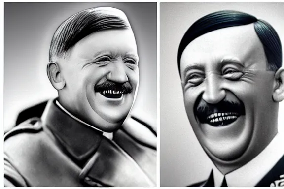 Image similar to “ very very intricate photorealistic photo of hitler and joe biden laughing together, detailed natural lighting, award - winning crisp details ”