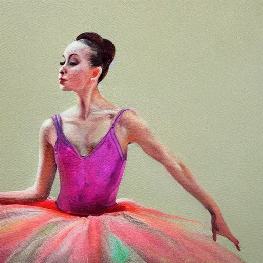 Prompt: portrait of a ballerina, impasto paint, 8 k, cinematic light, shadows, reflection highlights in the paint,