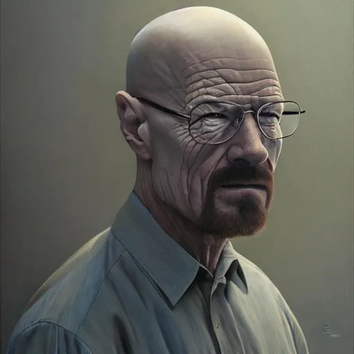 Image similar to walter white having an ego trip, by alex grey, by Esao Andrews and Karol Bak and Zdzislaw Beksinski and Zdzisław Beksiński, trending on ArtStation