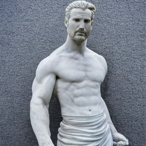 Prompt: a marble statue of Chris Evans, photo, 4K